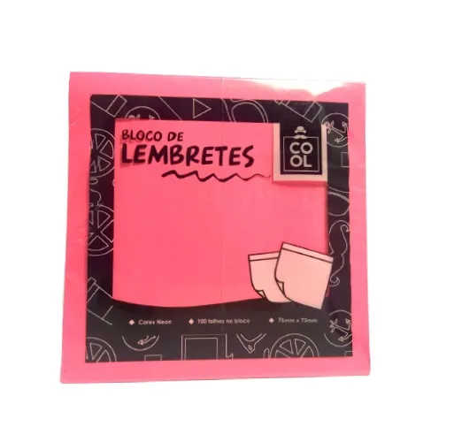Bloco De Anotações Adesivo 100 Folhas Rosa Neon