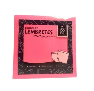 Bloco De Anotações Adesivo 100 Folhas Rosa Neon
