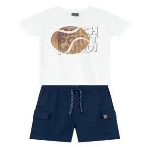 Conjunto - Camiseta Branca e Bermuda Malha - Brandili Conjunto - Camiseta Branca e Bermuda Malha - Tam 1 - Brandili