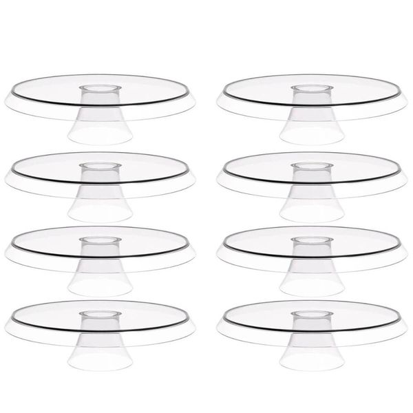 Kit 8 Bases Porta Bolos Tortas Doces 30cm com Pé Transparente Glassy Crippa