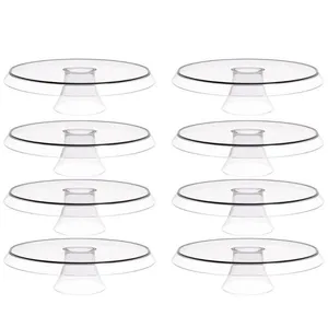 Kit 8 Bases Porta Bolos Tortas Doces 30cm com Pé Transparente Glassy Crippa