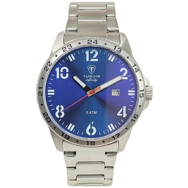 Relógio Tuguir Masculino Ref: Tg9167d Tgi37101 Casual Aço Prateado