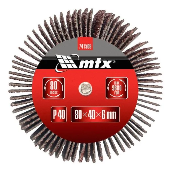 Roda de Lixa com Haste para Furadeira 741509 para Desbaste Rápido em Madeira e Metal Vermelho Mtx Roda de Lixa com Haste para Furadeira 741509 para Desbaste em Madeira e Metal Vermelho Mtx
