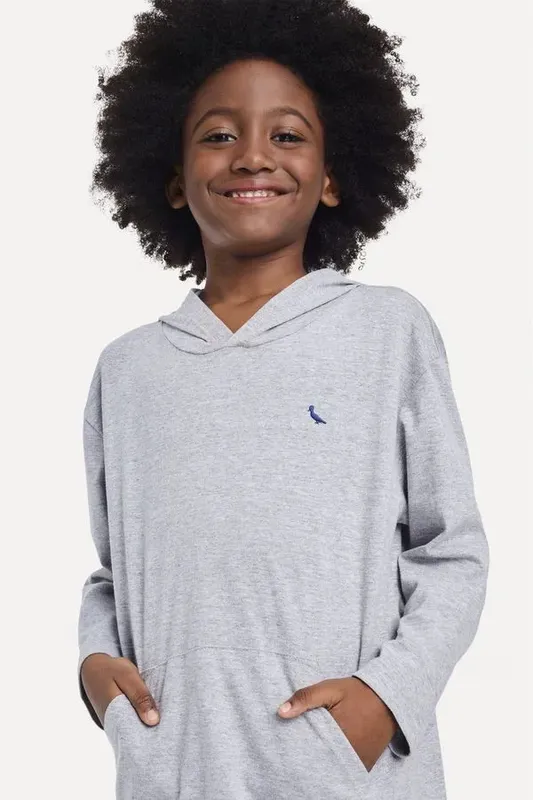 Hoodie Mini Canguru Gota Pp Bordado Cinza Mescla Medio - 02