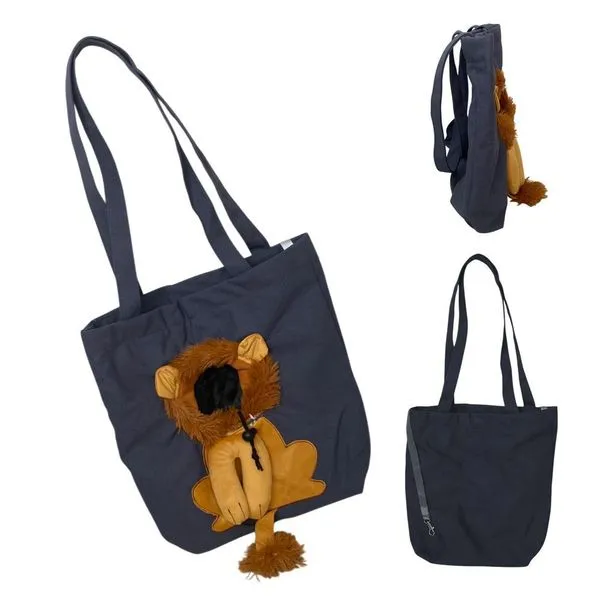 Bolsa de Transporte para Pets Braslu BSL3905 Estampa Leão em Náilon Cinza 34CM Bolsa de Transporte para Pets Braslu BSL3905 Estampa Leão Náilon Cinza