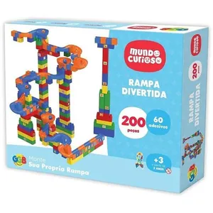 Brinquedo Educativo de Montar Rampa Divertida 200 Peças e 60 Adesivos Temáticos GGB Plast Brinquedo de Montar Rampa Divertida 200 Peças e 60 Adesivos GGB Plast