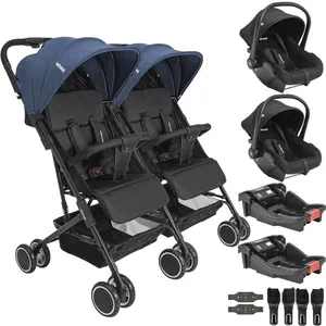 Carrinho Kiddo Gemeos 2 Bebe Conforto Colinho 2 Base Mascote Marinho
