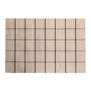 Jogo 4 Lugar Americano Retangular Mesa Pvc Grid Branco Preto 45x30cm Lyor