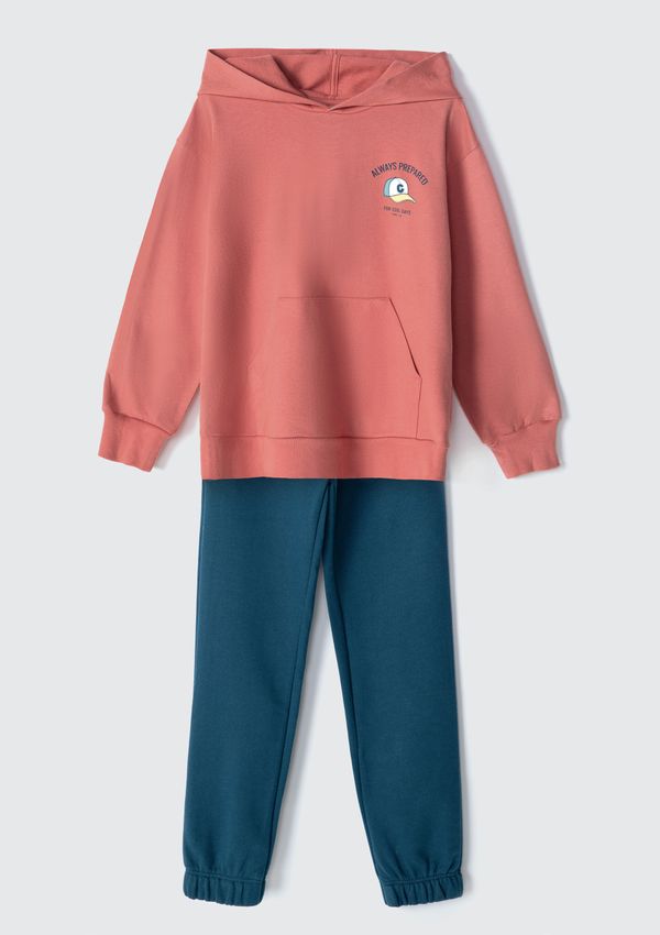 Conjunto de Moletom Infantil Menino Com Estampa - Vermelho 010