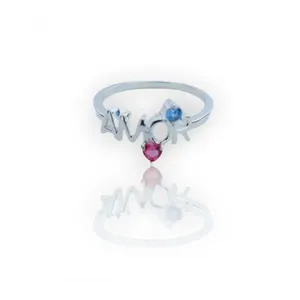 Anel Amor Com Pedras Color Prata - 17