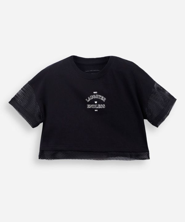 blusa infantil tela mangas curtas preta 4