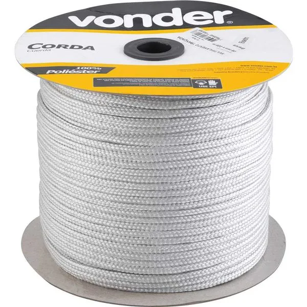 Corda Multifilamento Trançada 8mm x 228m Branca - VONDER