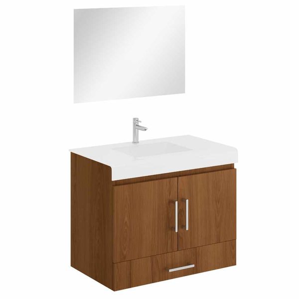 Kit Gabinete para Banheiro Vitral 60cm Astral Design Kit Gabinete para Banheiro Vitral Freijó 60cm