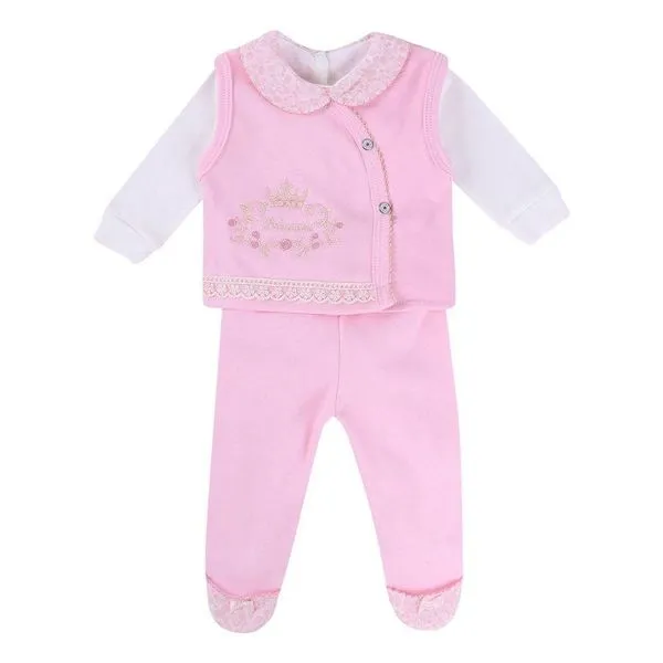 Conjunto Bebê Puro Carinho Princess Rose 3 Peças Rosa (MP)