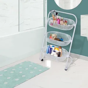 Carrinho Organizador Para Banheiro Branco 3 Cestos Superutil Metaltec