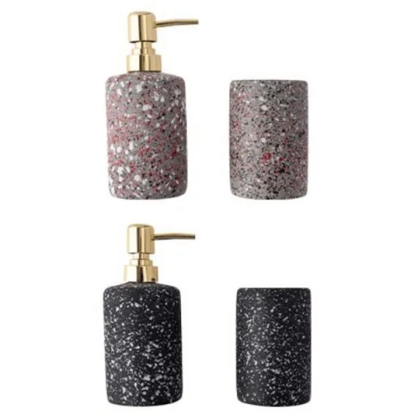 Kit Banheiro Cerâmica CK5652 para Organizar Pia com 2 Peças Decorativas Cores Sortidas Clink Kit Banheiro Cerâmica CK5652 com 2 Peças Funcionais Cores Sortidas Clink