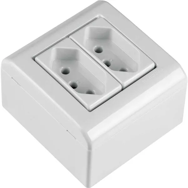 Tomada Sobrepor LIZ Flex 2P+T 20A Dupla com Caixa Branco - Tramontina