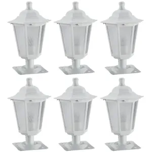 Kit 6 Balizadores Luminárias de Jardim Branco 31cm Clássico Alumínio Lente Fosca Grega Dital