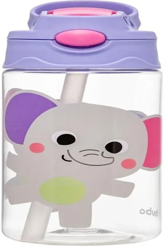 Garrafinha Infantil Tritan 450 Ml C Canudo Zoo Elefante Buba