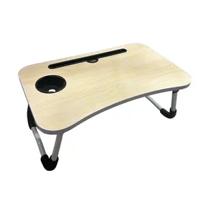 Mesa de Apoio Dobrável Multifuncional Bandeja Mdf Marrom Claro