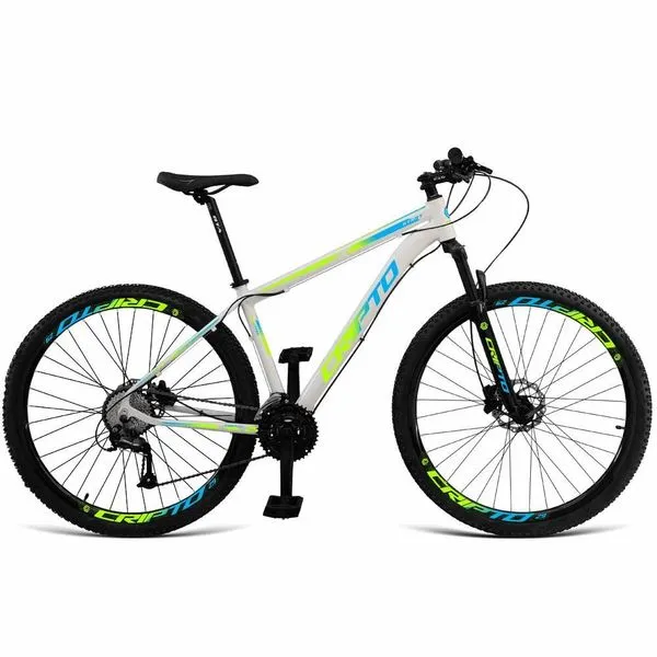 Bicicleta Aro 29 Cripto 24V Acera Mountain Bike Quadro Alumínio 24 Marchas Cripto Bikes Branco Verde Azul Bicicleta Aro 29 Cripto 24V Acera Mountain Bike Alumínio 24 Marchas