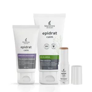 Kit Rotina Pele Sensível Epidrat Calm Gel de Limpeza 150g + Hidratante 40ml + Episol Color Stick FPS 50 Tom 3 Médio