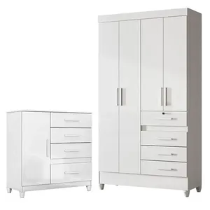 Guarda Roupa Infantil e Cômoda Sobral Vênus 5 Portas 8 Gavetas em MDP com Pés e Cabideiro Branco Flex Guarda Roupa Infantil e Cômoda Sobral Vênus 5 Portas 8 Gavetas em MDP Branco Flex