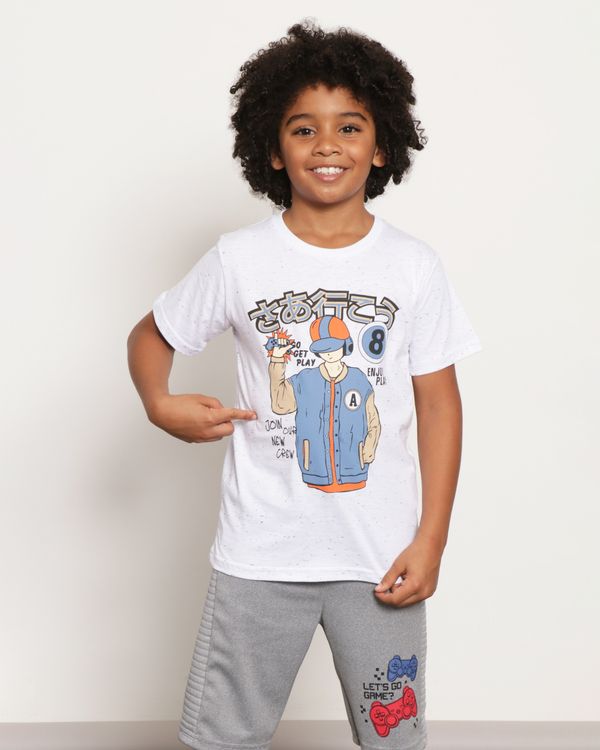 Camiseta Infantil Manga Curta Estampa Frontal Botonê Branca 8