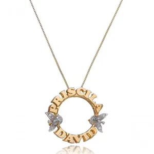Colar Floratta Joias Personalizado Mandala Nome e Espírito Santo com Zircônia Banhado em Ouro 18K Feminino Colar Floratta Joias Mandala com Nomes e Espírito Santo com Zircônia Banhado em Ouro 18K Feminino