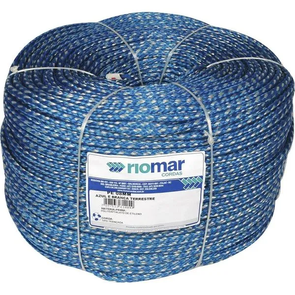 Corda Monofilamento Trançada, Azul, 8 Mm X 240 M, Pesca Riomar