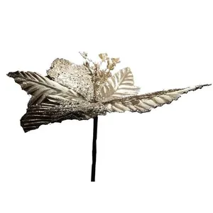 Flor Artificial Bico De Papagaio Dourado Glitter