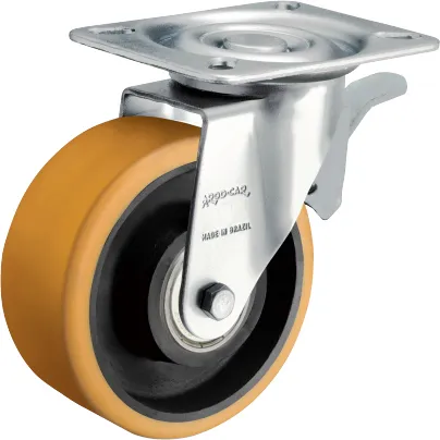 Rodizio GLROA 514 UFK Poliuretano com Freio Capacidade 300kg - Rod-car