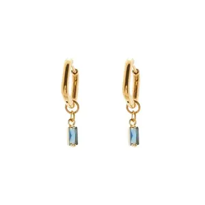 Brinco Antônia de Aço Dourado com Zircônia Dourado Único