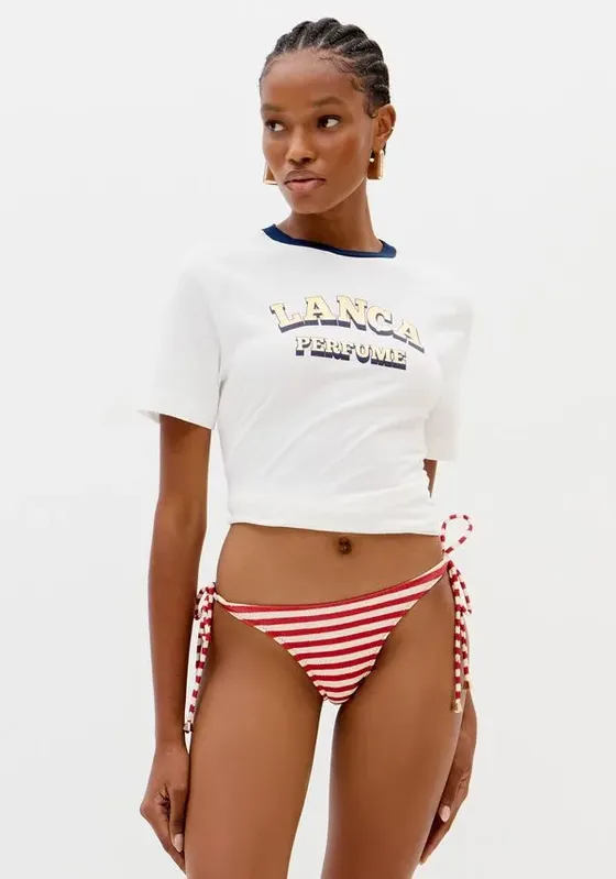 T-Shirt Baby Look Manga Curta Com Lata Branco PP