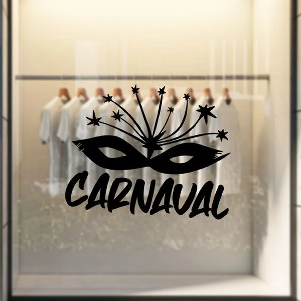 Adesivo Decorativo para Vitrine Carnaval em Vinil Recorte Eletrônico 90 X 71,5cm Preto Adesivo Decorativo para Vitrine Carnaval em Vinil 90 X 71,5cm Preto