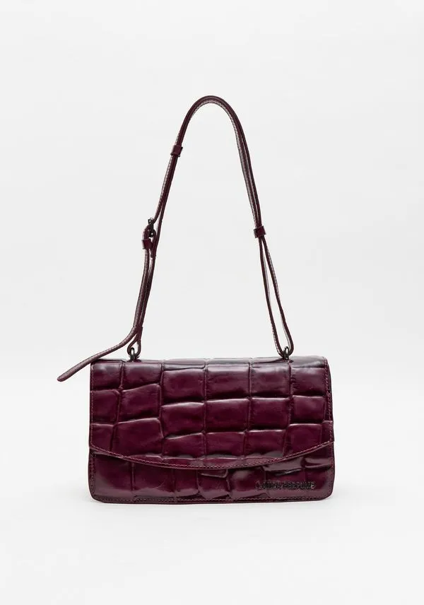 Bolsa Shoulder Couro Croco Bordô U
