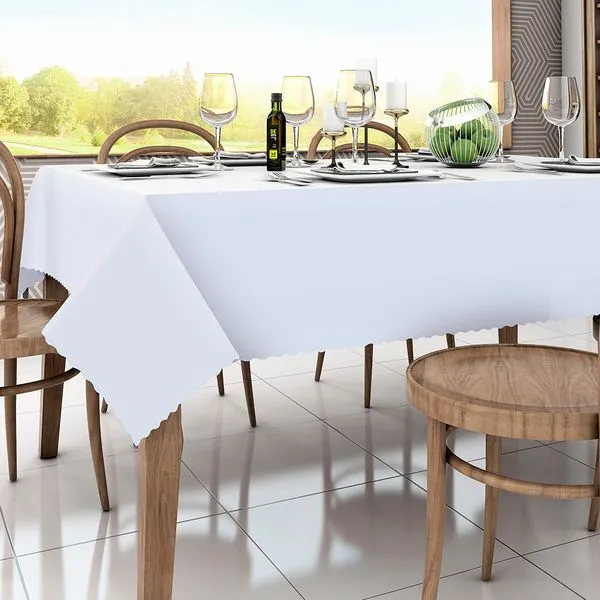 Toalha Mesa Retangular Gourmet Poliéster Branca 140x250cm 405557 - Salehtex