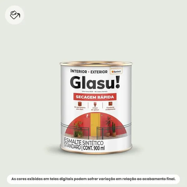 Tinta Esmalte Sintético Standard Brilhante Glasu Suvinil 900ml Secagem Rápida Branco Gelo (MP)