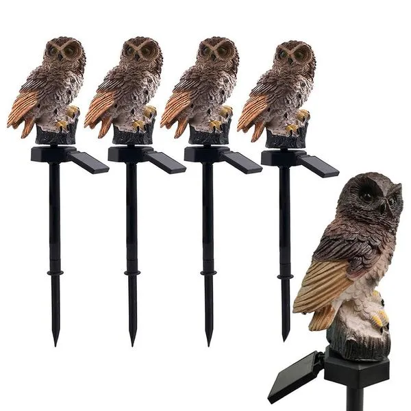 Kit 5 Corujas Luminária Solar JBA-CORU Decorativa LED IP65 com Estaca Marrom Leva Pro Pet Kit 5 Corujas Luminária Solar JBA-CORU LED IP65 Marrom Leva Pro Pet
