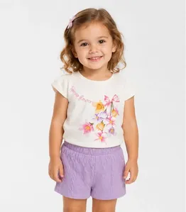 Conjunto Infantil Feminino Blusa Short Trick Nick Bege 2
