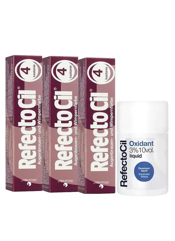 Kit Refectocil 3 Tinta + 1 Oxidante N° 4 Acaju