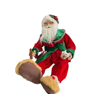 Enfeite de Natal Papai Noel Sentado Veludo Vermelho - Verde 45cm para Decoração com Acabamento Fino Vermelho Tok da Casa Enfeite de Natal Papai Noel Sentado Veludo Vermelho - Verde 45cm Decorativo Vermelho Tok da Casa