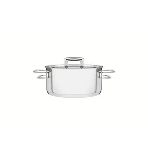 Caçarola Tramontina Brava Rasa Aço Inox com Tampa Plana 16 cm 1,4 L