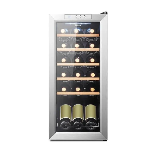 Adega Climatizada Philco PAD18I 18 Garrafas Porta Vidro Duplo Preto 110V Adega Climatizada Philco PAD18I 18 Garrafas Porta de Vidro Duplo Preto 110V
