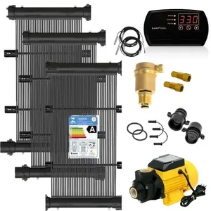 Kit de Aquecimento Solar para Piscina Teksol Controle de Temperatura Bivolt Até 6000L Preto KS Aquecedores Kit Aquecimento Solar Piscina Teksol com Controlador Bivolt Até 4m2 Ou 6000L Preto KS Aquecedores