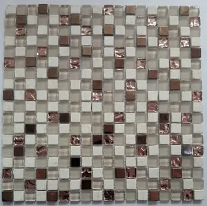 Pastilha de Mármore/Vidro/Metal 30x30cm GS552 Rose Gold Glass Mosaic