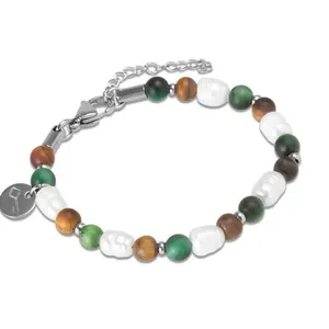 Pulseira Move de Pedra Natural Olho de Tigre Verde Verde Ajustável