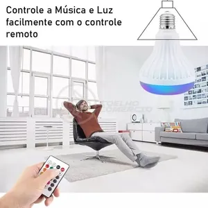 Lâmpada Led 12W E27 Rgb Colorida Com Caixa De Som