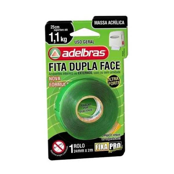Fita Dupla Face Fixa Pro 200 para Fixação Permanente de Espelhos Placas e Vidros 24mm X 2m Adelbras Fita Dupla Face Fixa Pro 200 para Fixação de Espelhos Placas e Acrílicos 24mm X 2m Adelbras