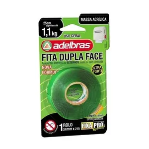 Fita Dupla Face Fixa Pro 200 para Fixação Permanente de Espelhos Placas e Vidros 24mm X 2m Adelbras Fita Dupla Face Fixa Pro 200 para Fixação de Espelhos Placas e Acrílicos 24mm X 2m Adelbras